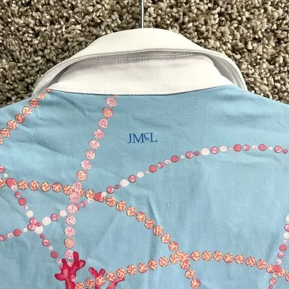 J. McLaughlin Polo Women’s XS Light Blue and Pink Short Sleeve Shirt - Picture 4 of 4